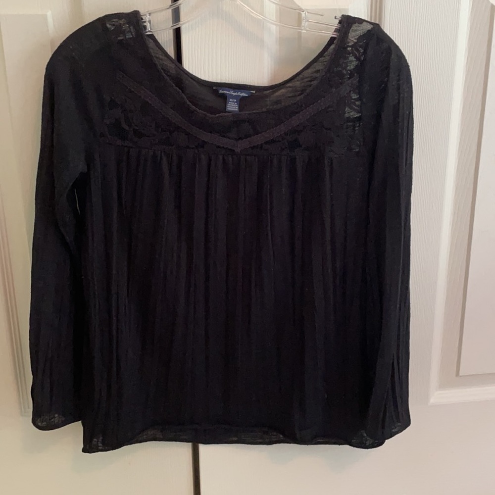 American Eagle Outfitters Black Lace Detailed Top